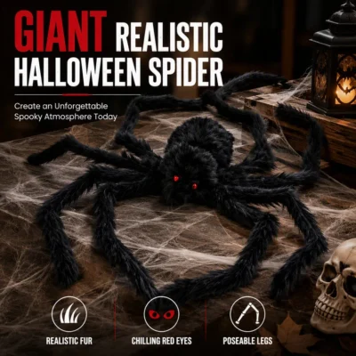 🕷️Oversized Outdoor Halloween Spider – Perfect for Multiple Spots, Haunted House Themes & DIY Scary Displays! 👻✨